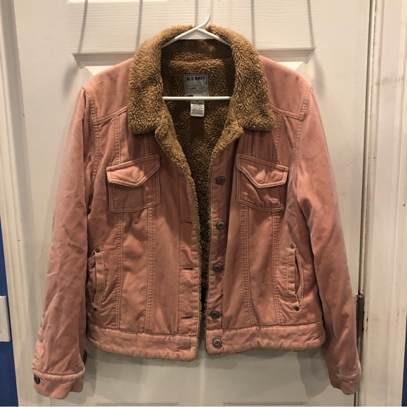 Old Navy Jackets & Blazers - Pink Velvet Sherpa Lined Jacket XL 💖